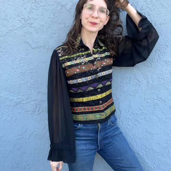 90s The Limited Blouse Size Small Bohemian Maximalist - Picture 9 of 10